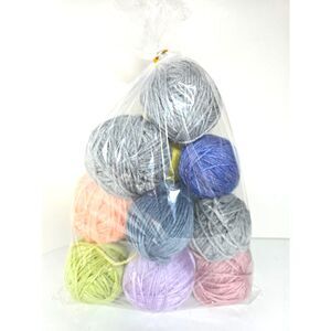 Pastel Colors Yarn Balls Lot Acrylic Rated 4 Yellow Pink Blue Gray 12.5 oz.